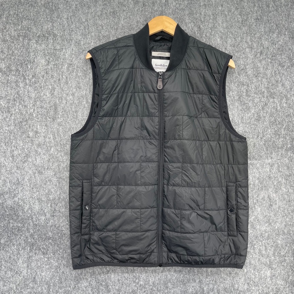 Goodfellow & Co Black Puffer Vest Mens Large Water Resistant Quilted Full New